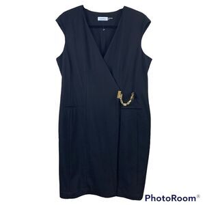 NWOT Calvin Klein Black Sleeveless Sheath‎ dress Size 14